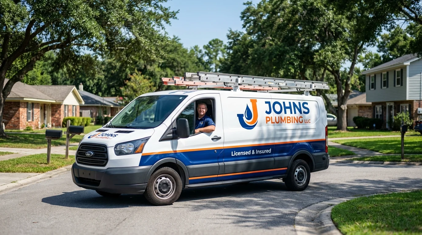 Johns Plumbing LLC service van in Gloucester City, NJ