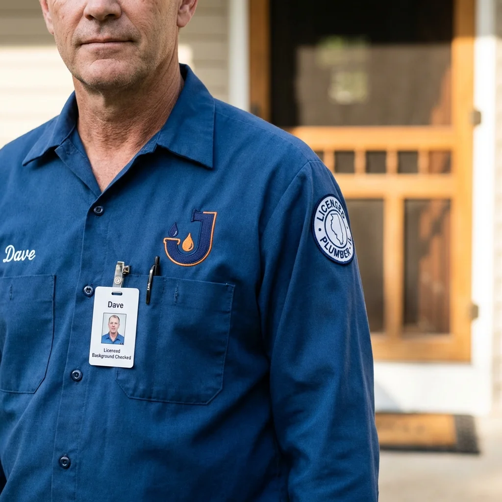 Licensed plumber showing ID badge in Gloucester City, NJ