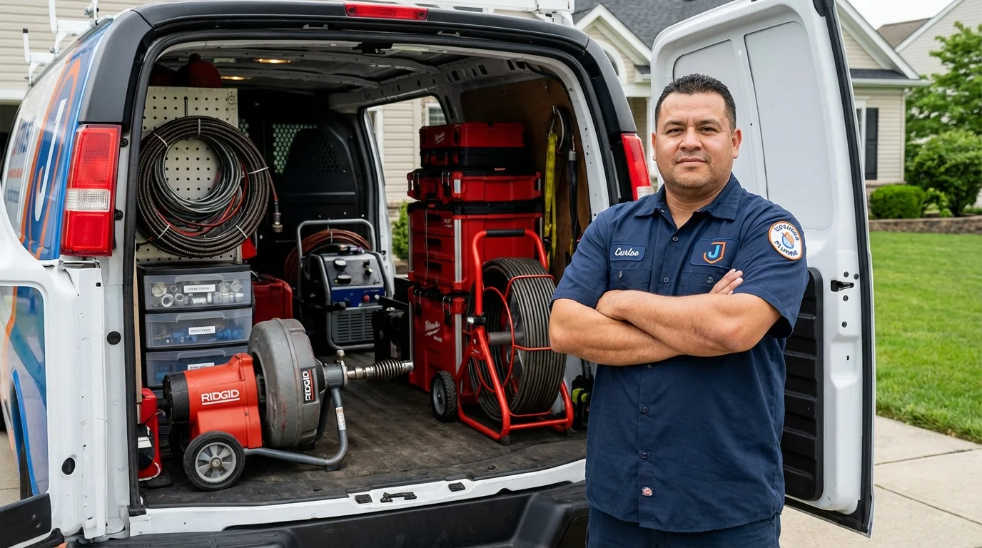 Professional drain cleaning equipment and Johns Plumbing LLC plumber in Gloucester City