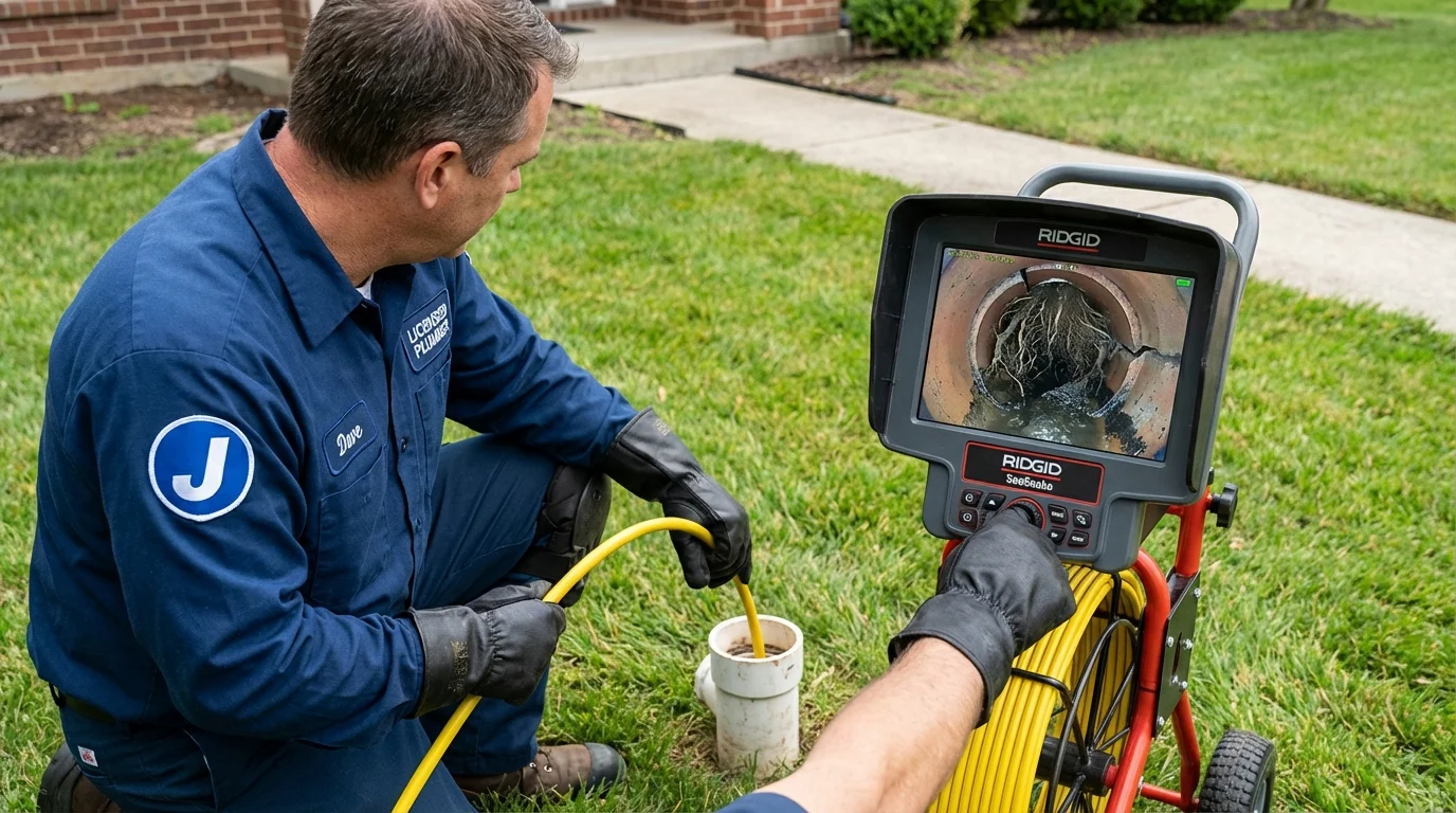 Sewer camera inspection being performed by Johns Plumbing LLC in Gloucester City
